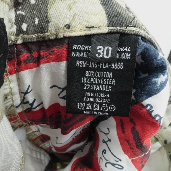 Rockstar Original Jeans Men 30x34 Brown Shake Tree Camo Stacked Flare Streetwear - Picture 8 of 13